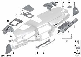 Piezas adosadas tablero instrum. arriba diagram for BMW 7 Series F02 740Li