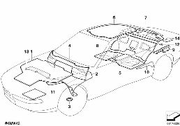 Geluidsisolatie diagram for BMW 8 Series E31 850Ci