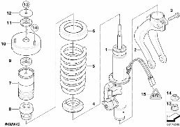 Tlumič nárazů/vinutá pružina/mont. díly diagram for BMW X5 E70 4.8i