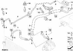 COOLANT LINES diagram for BMW 5 Series E60 520d