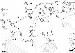 COOLANT LINES diagram for BMW 5 Series E60 530xd