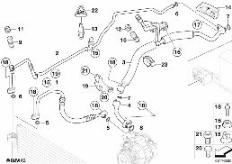 Σωλήνες ψυκτικού συστήματος κλιματισμού diagram for BMW 5 Series E60 LCI 523i