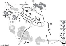 Commande par dépression, turbocompress. diagram for BMW 3 Series E90 LCI 335d
