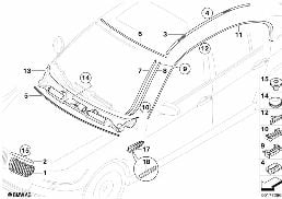EXTERIOR TRIM / GRILLE / SEALS diagram for BMW 3 Series E90 320d