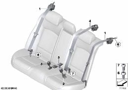 SAFETY BELT, REAR diagram for BMW 7 Series F01 LCI 740dX
