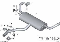 EXHAUST SYSTEM, REAR diagram for BMW X6 E71 30dX