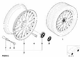 JANTE COMPOSITE II RAYONS CROISES St. 42 diagram for BMW 5 Series E39 525td