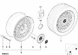 Jante à rayons en croix (styl.5) diagram for BMW 5 Series E39 525td