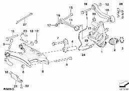 Cadre auxiliere arriere/suspension roues diagram for BMW 5 Series E39 525td
