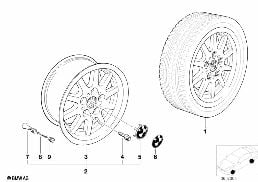 10 Speichen-Styling (Styl.14) diagram for BMW 7 Series E32 750iL