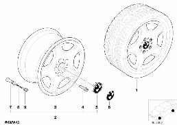 Jante à étoile plate (Styl. 16) diagram for BMW 5 Series E39 525td