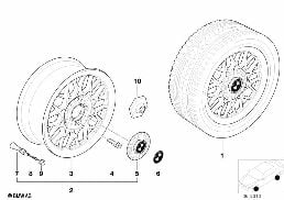 Jante à rayons croisés (Styl. 29) diagram for BMW 5 Series E39 525td