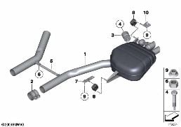 EXHAUST SYSTEM, REAR diagram for BMW 5 Series F10 550i