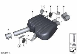 Avgassystem bak diagram for BMW 5 Series F10 530d