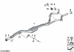 촉매기/중간 소음기 diagram for BMW 3 Series E90 LCI 335d