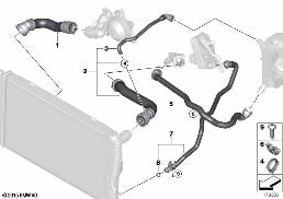 COOLING SYSTEM WATER HOSES diagram for BMW 3 Series E91 LCI 330xd