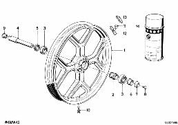 Jante en fonte AV diagram for BMW R 65, R 65 RT, R 80, R 80 RT (85-95) 65