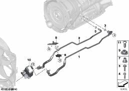 Vedení olejového chladiče/výměník tepla diagram for BMW 3 Series E90 LCI 320xd