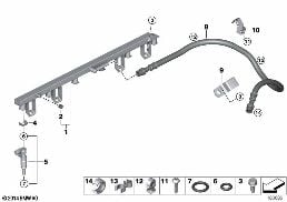 Dispositif d'injection/soupape d'inject. diagram for BMW 5 Series F18 520Li