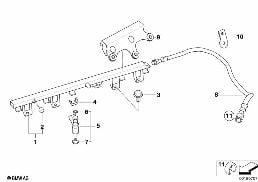 FUEL INJECTION SYSTEM/INJECTION VALVE diagram for BMW 5 Series E60 LCI 530Li