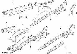 WHEELHOUSE/ENGINE SUPPORT diagram for BMW 8 Series E31 850Ci