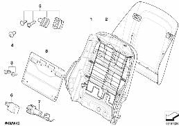 โครงพนักพิง/แผงปิดหลัง ที่นั่งด้านหน้า diagram for BMW X5 E53 4.6is