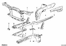 WHEELHOUSE/ENGINE SUPPORT diagram for BMW 3 Series E30 325i