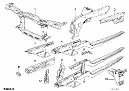 WHEELHOUSE/ENGINE SUPPORT diagram for BMW 3 Series E30 318i