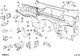 Čelní stěna jednotlivé díly diagram for BMW 3 Series E30 M3