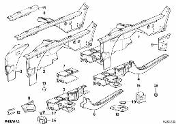 WHEELHOUSE/ENGINE SUPPORT diagram for BMW 5 Series E34 524td