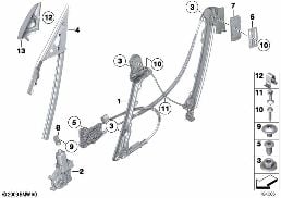 DOOR WINDOW LIFTING MECHANISM FRONT diagram for BMW Z4 E89 30i