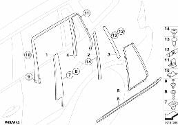 Osłony i uszczelki drzwi tylnych diagram for BMW X3 E83 LCI 2.0d