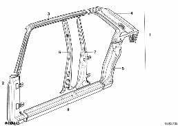 BODY-SIDE FRAME diagram for BMW 5 Series E12 528