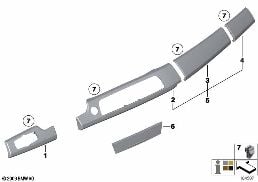 Molduras decorativas tablero instrument. diagram for BMW 7 Series F02 740Li