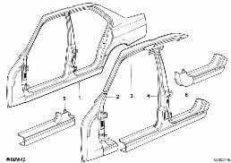BODY-SIDE FRAME diagram for BMW 5 Series E34 524td