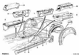 PARTITION TRUNK/SEAT RISER diagram for BMW 5 Series E12 528