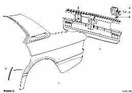 SIDE PANEL/TAIL TRIM diagram for BMW 5 Series E12 528