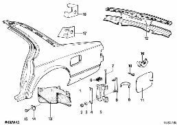 Ściana boczna/Okładzina tylna diagram for BMW 7 Series E23 733i