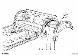 REAR WHEEL ARCH diagram for BMW 5 Series E12 528