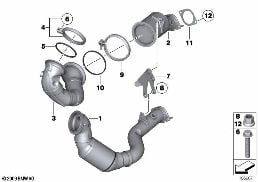 Motornära katalysator diagram for BMW 7 Series F02 740Li