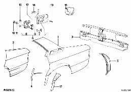 SIDE PANEL/TAIL TRIM diagram for BMW 5 Series E12 528