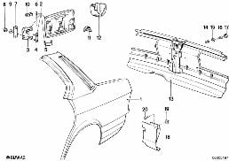 SIDE PANEL/TAIL TRIM diagram for BMW 5 Series E28 518i