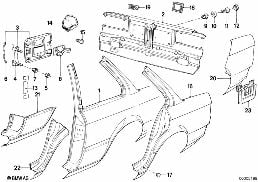 SIDE PANEL/TAIL TRIM diagram for BMW 3 Series E30 325i