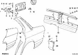 SIDE PANEL/TAIL TRIM diagram for BMW 5 Series E28 M535i