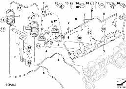 Commande par dépression, turbocompress. diagram for BMW 1 Series E82 135i