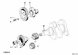 FAN BELT DRIVE-V BELT PULLEY diagram for BMW 5 Series E12 518