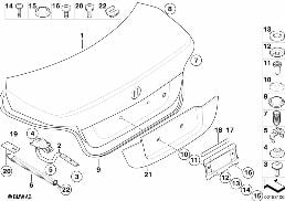 SINGLE COMPONENTS FOR TRUNK LID diagram for BMW 5 Series E60 525i