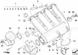 Insugn.anläggning AGR med lockreglering diagram for BMW 5 Series E60 LCI 520d