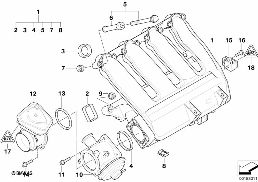 INTAKE MANIFOLD AGR WITHOUT FLAP CONTROL diagram for BMW 1 Series E87 118d