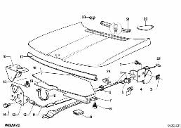 ENGINE HOOD MECHANISM diagram for BMW 5 Series E12 528
